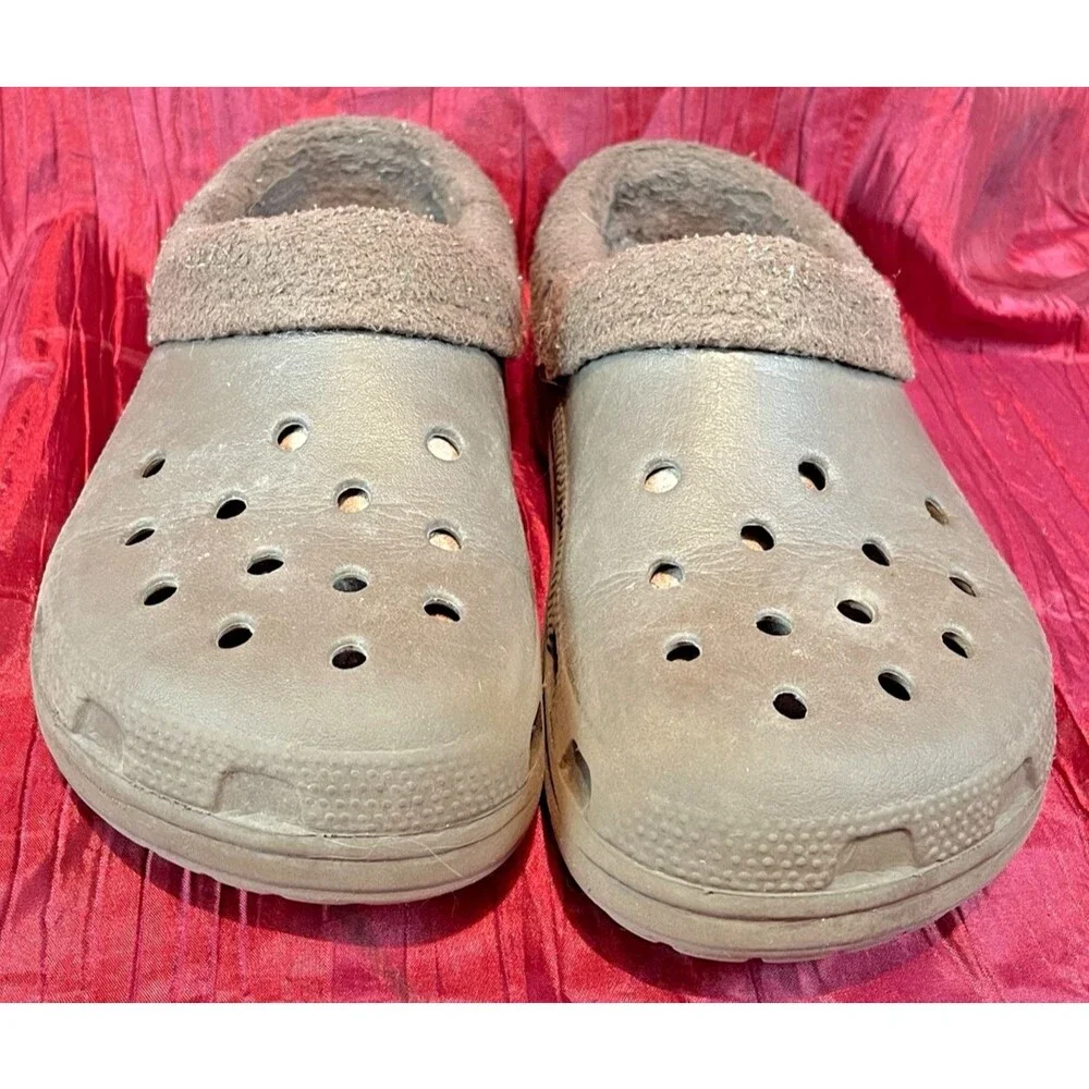 Crocs Dual Crocs Comfort Lined Brown Slip-On Clog sz 6/8